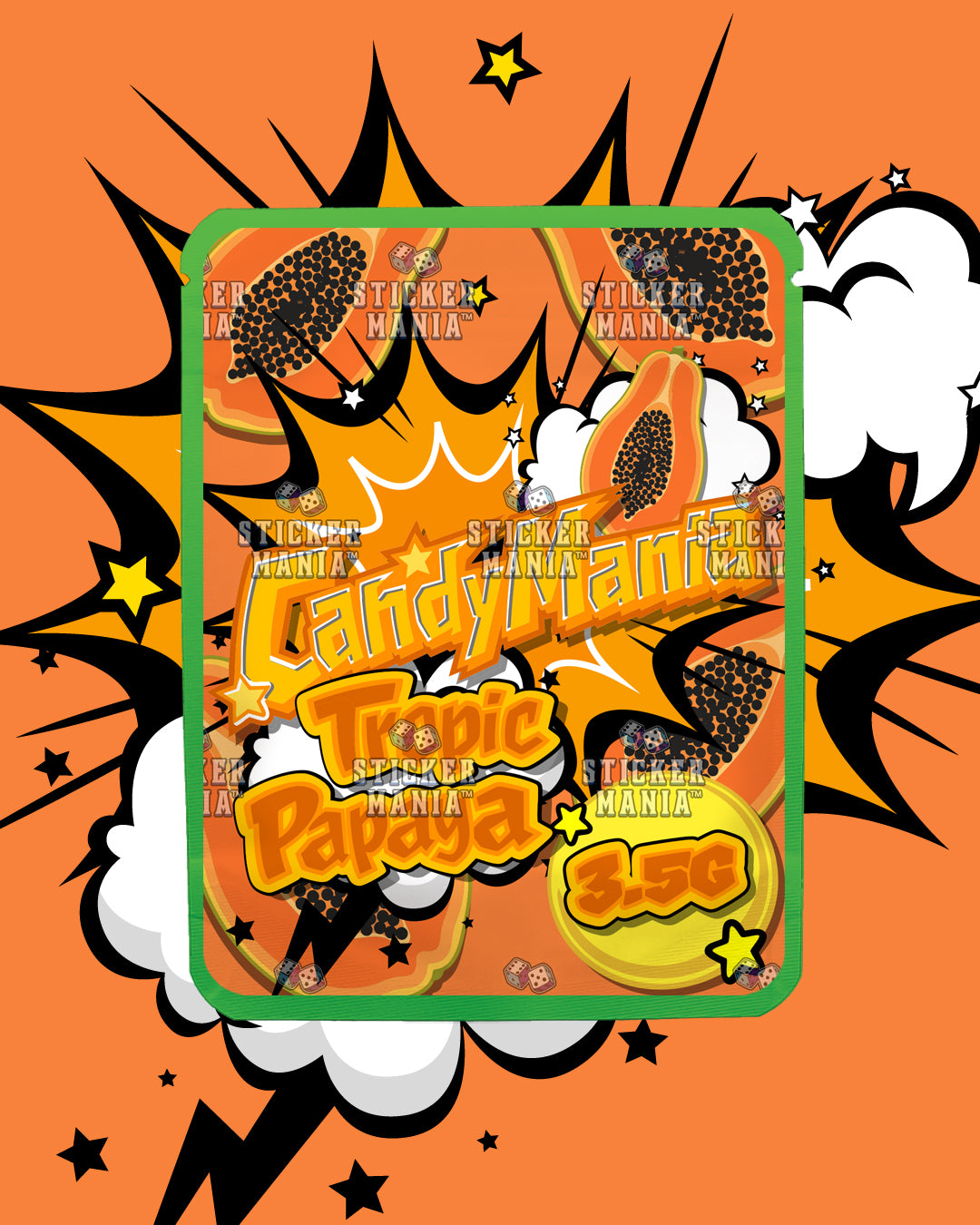 Candy Mania Tropic Papaya | Pre-Made Sticker Bag | 3.5g