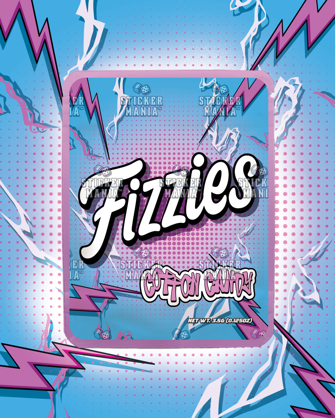 Fizzies Cotton Candy | Pre-Made Sticker Bag | 3.5g