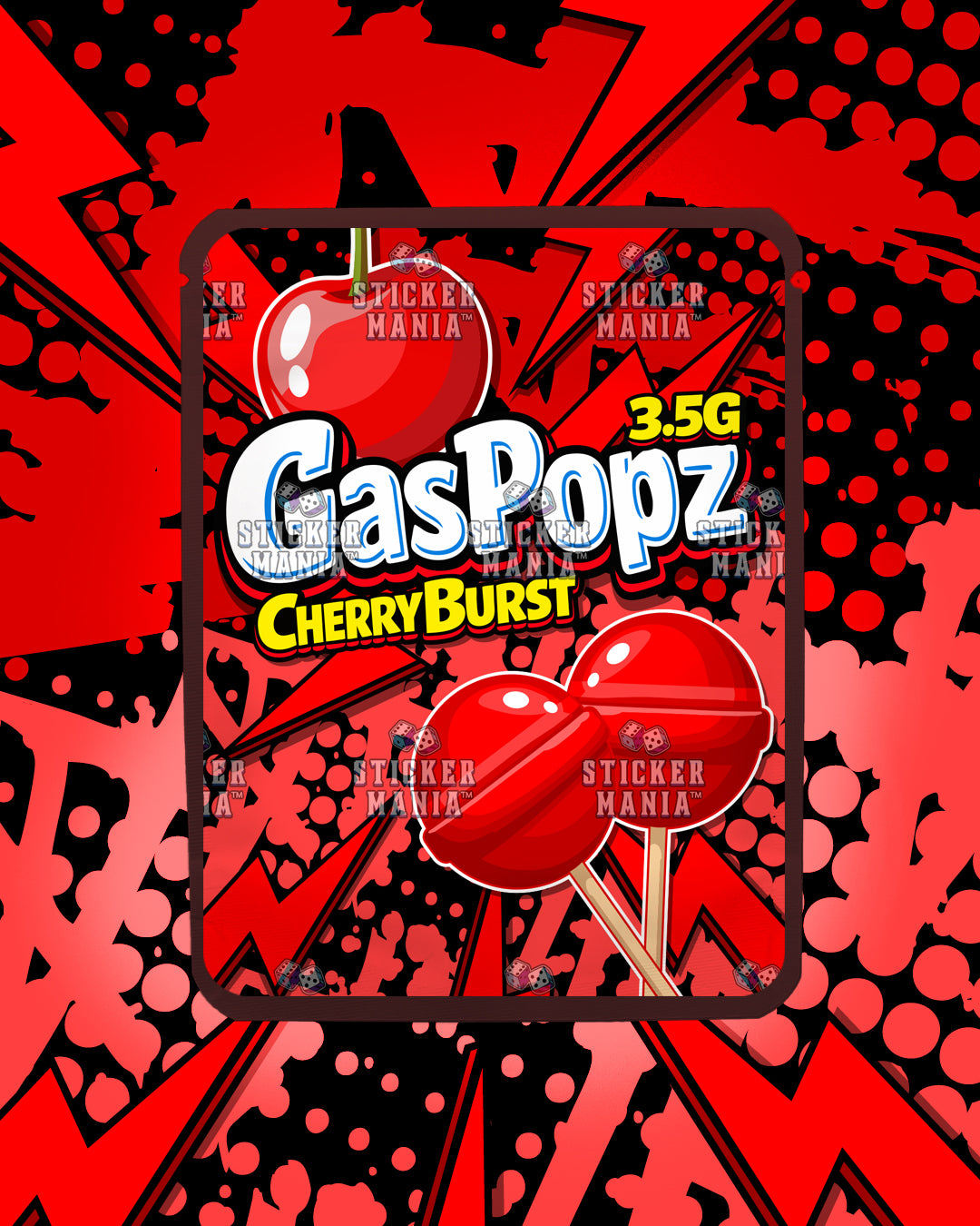 Gas Popz Cherry Burst | Pre-Made Sticker Bag | 3.5g