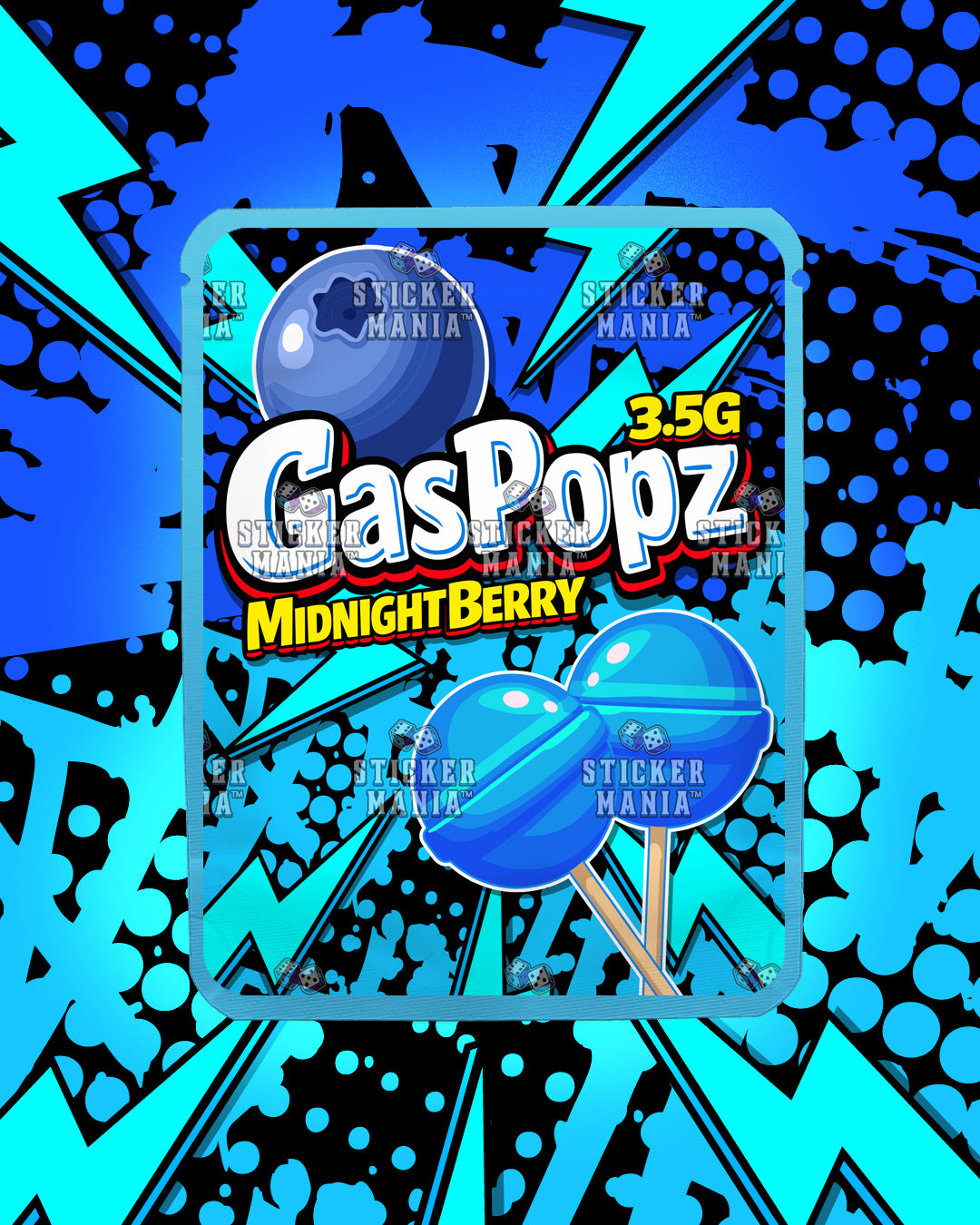 Gas Popz Midnight Berry | Pre-Made Sticker Bag | 3.5g