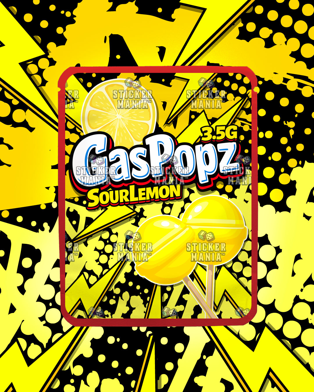 Gas Popz Sour Lemon | Pre-Made Sticker Bag | 3.5g