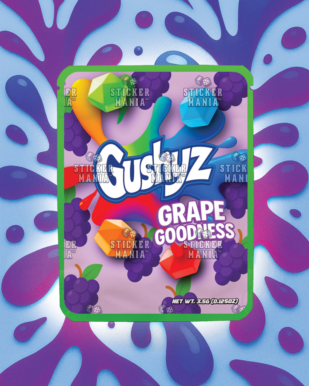 Gushyz Grape Goodness | Pre-Made Sticker Bag | 3.5g