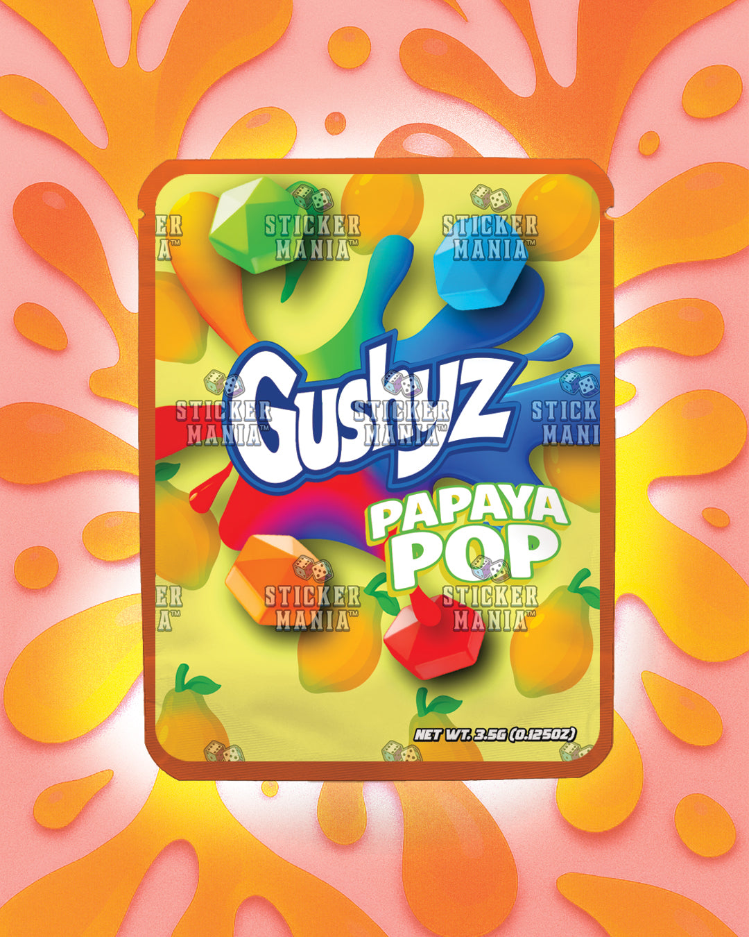 Gushyz Papaya Pop | Pre-Made Sticker Bag | 3.5g