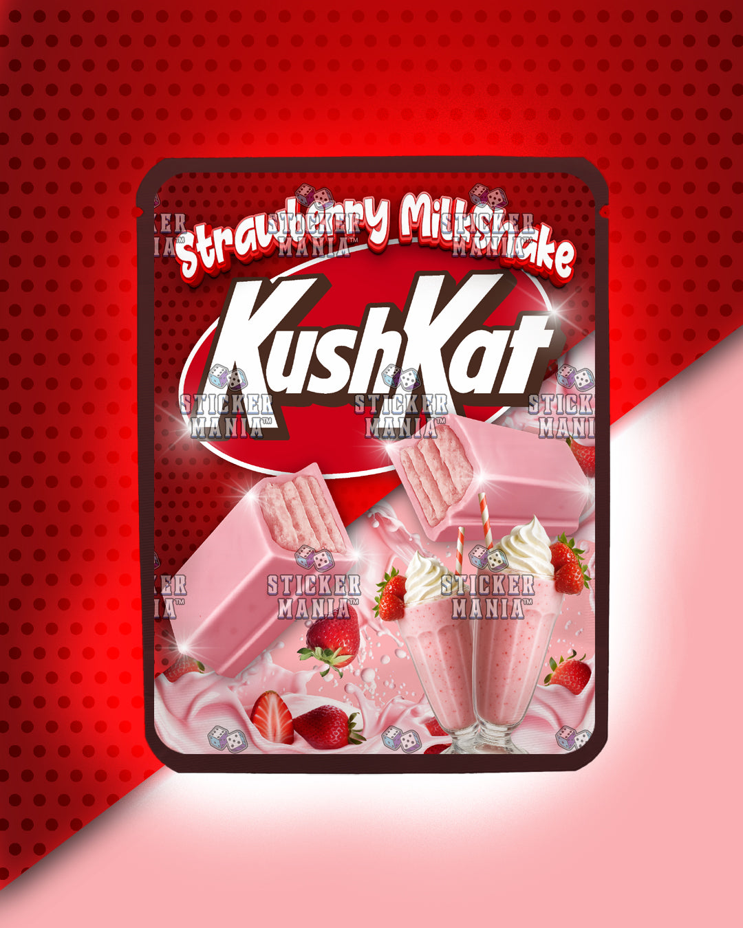 Kush Kat Strawberry Milkshake | Pre-Made Sticker Bag | 3.5g
