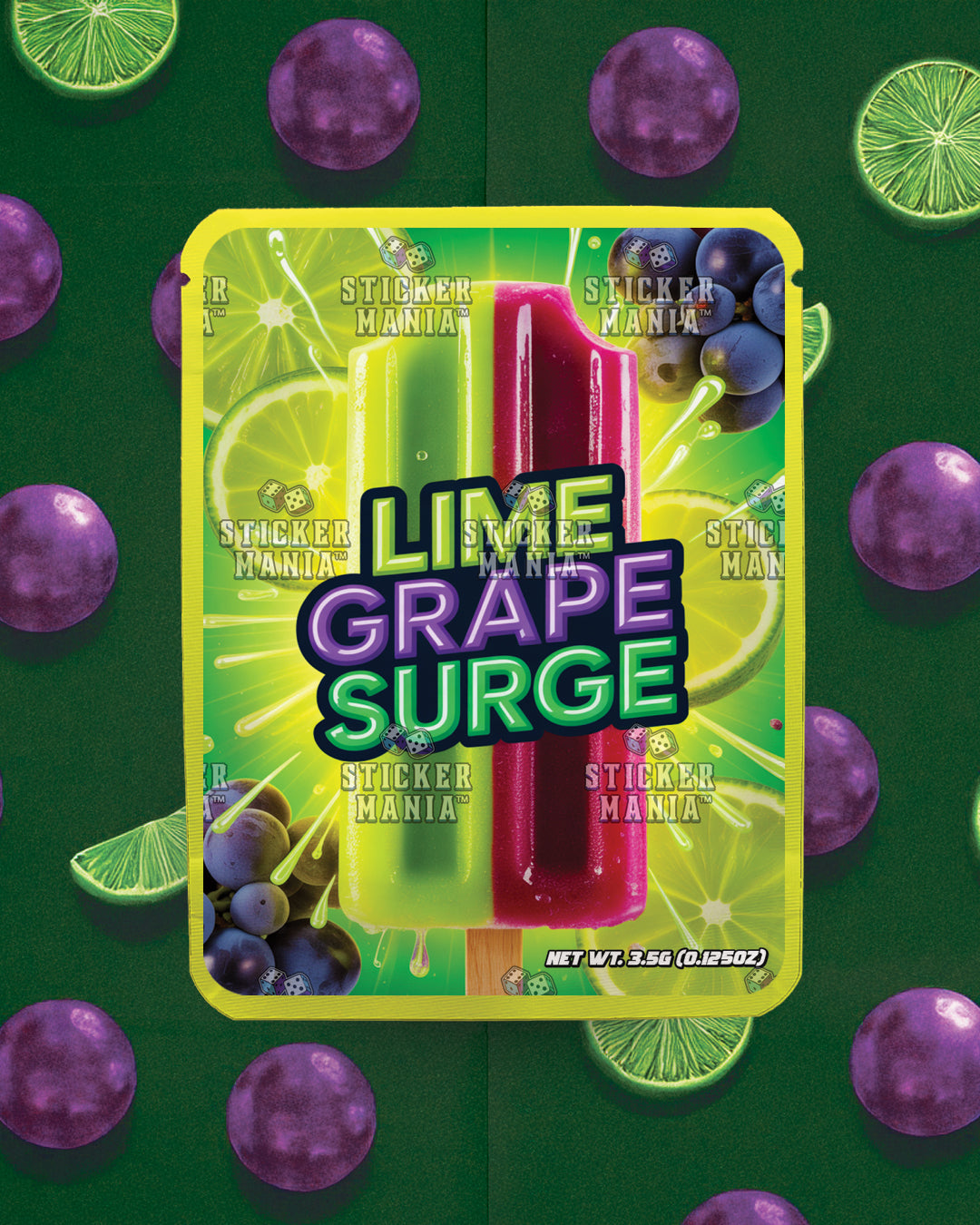Lime Grape Surge | Pre-Made Sticker Bag | 3.5g
