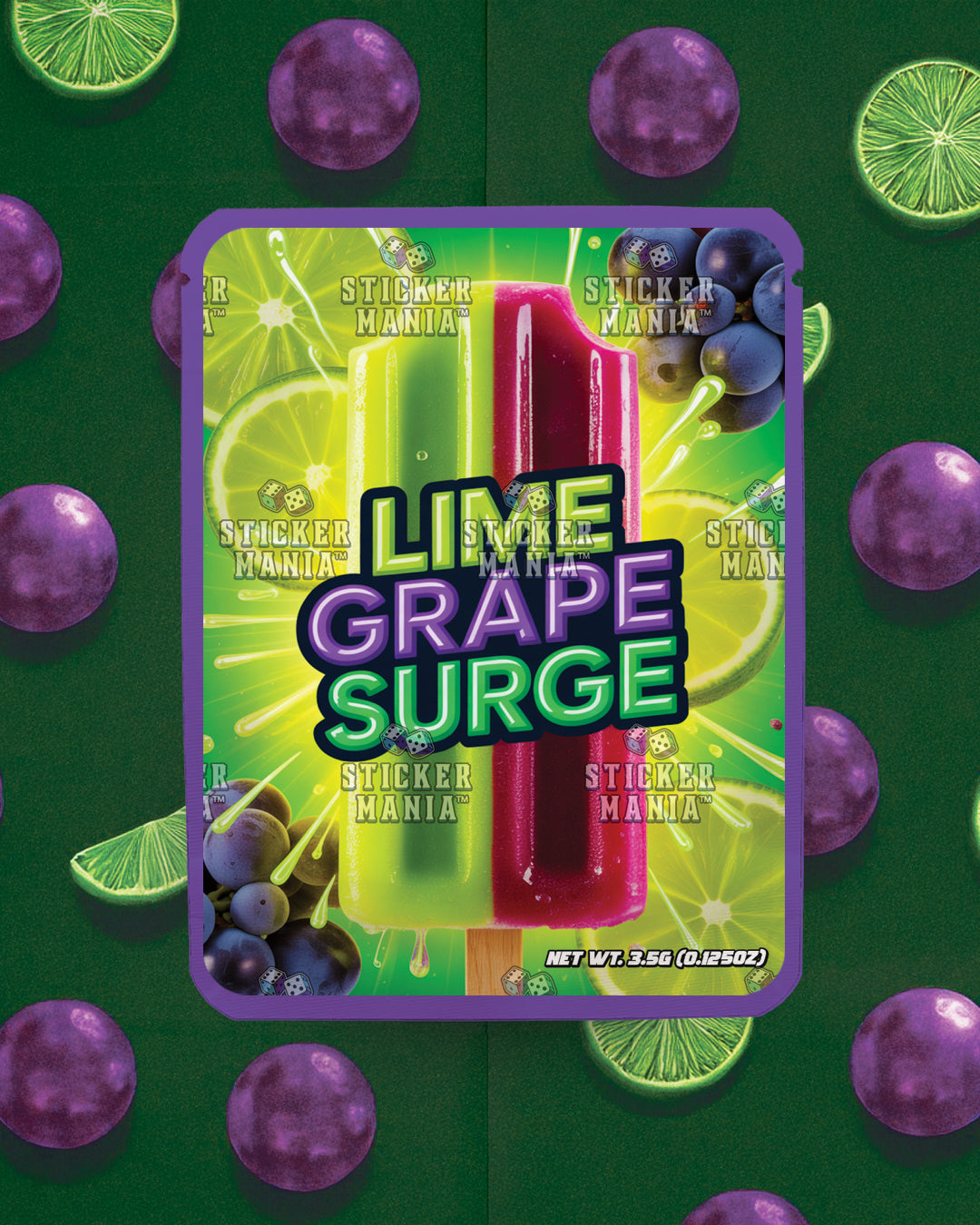 Lime Grape Surge | Pre-Made Sticker Bag | 3.5g