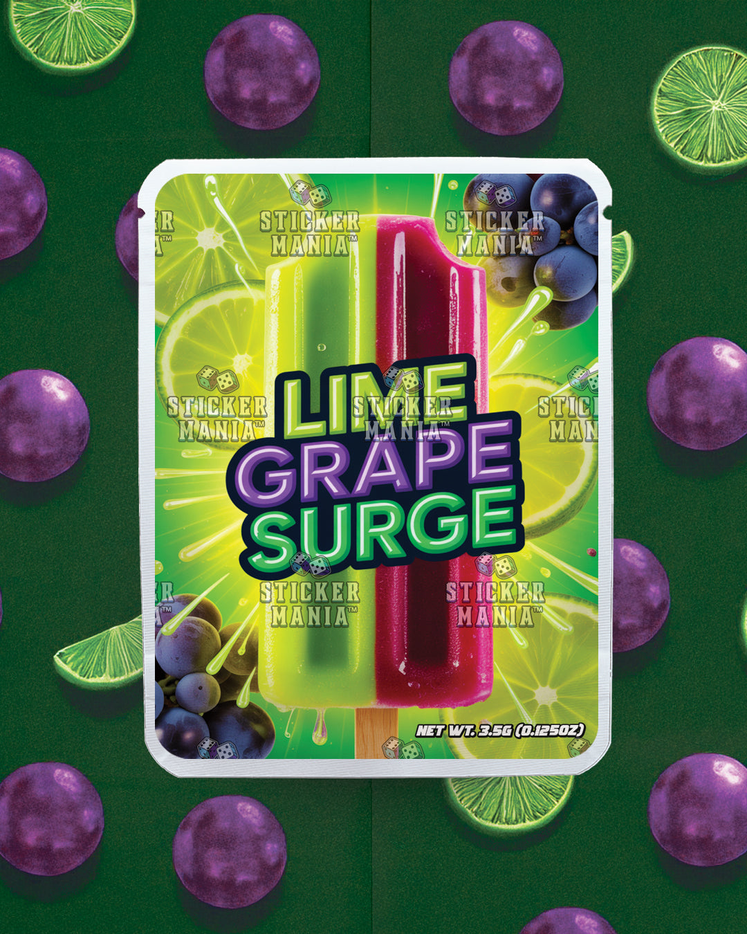 Lime Grape Surge | Pre-Made Sticker Bag | 3.5g