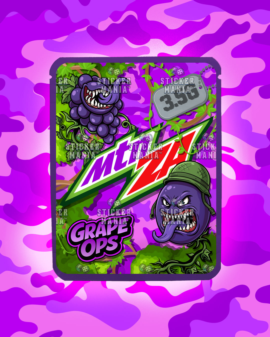 Mtn Za Grape Ops | Pre-Made Sticker Bag | 3.5g