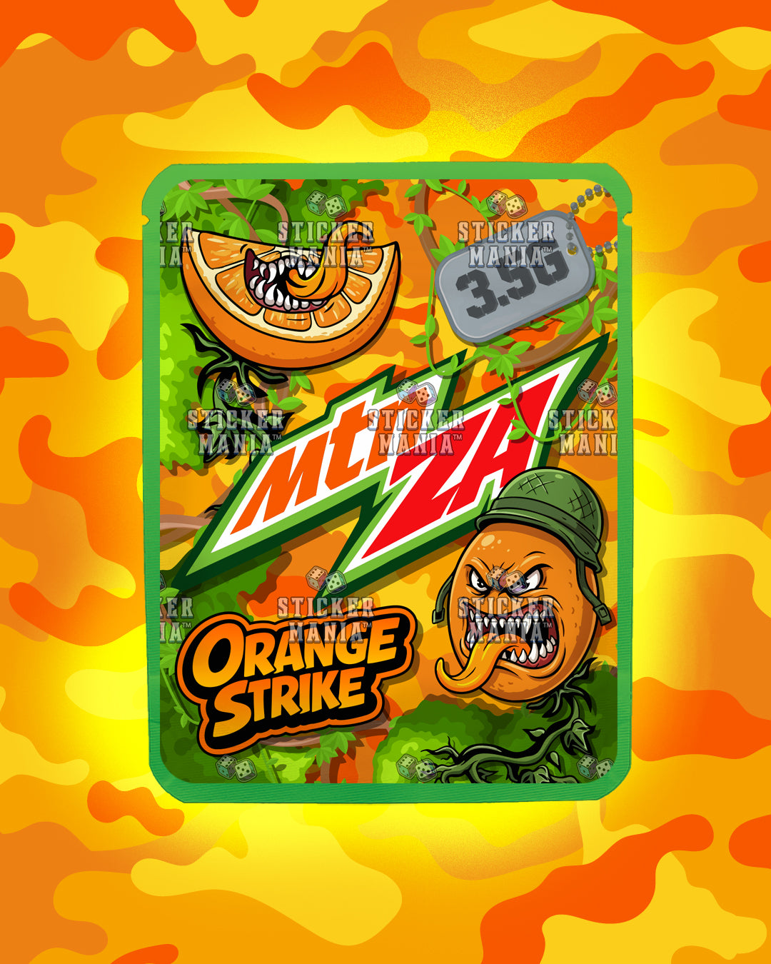 Mtn Za Orange Strike | Pre-Made Sticker Bag | 3.5g