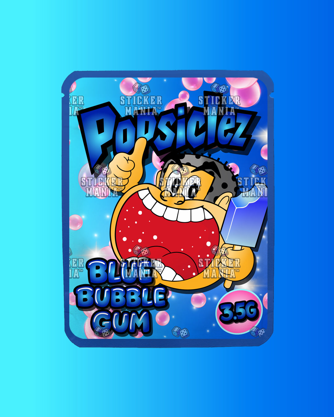 Popsiclez Blue BubbleGum | Pre-Made Sticker Bag | 3.5g