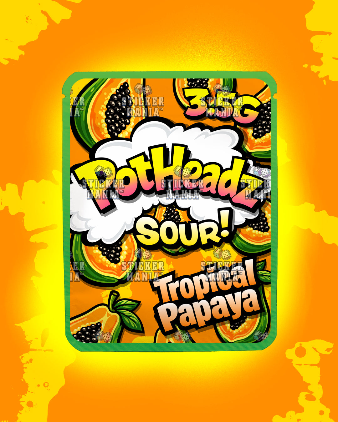 PotHeadz Tropical Papaya | Pre-Made Sticker Bag | 3.5g