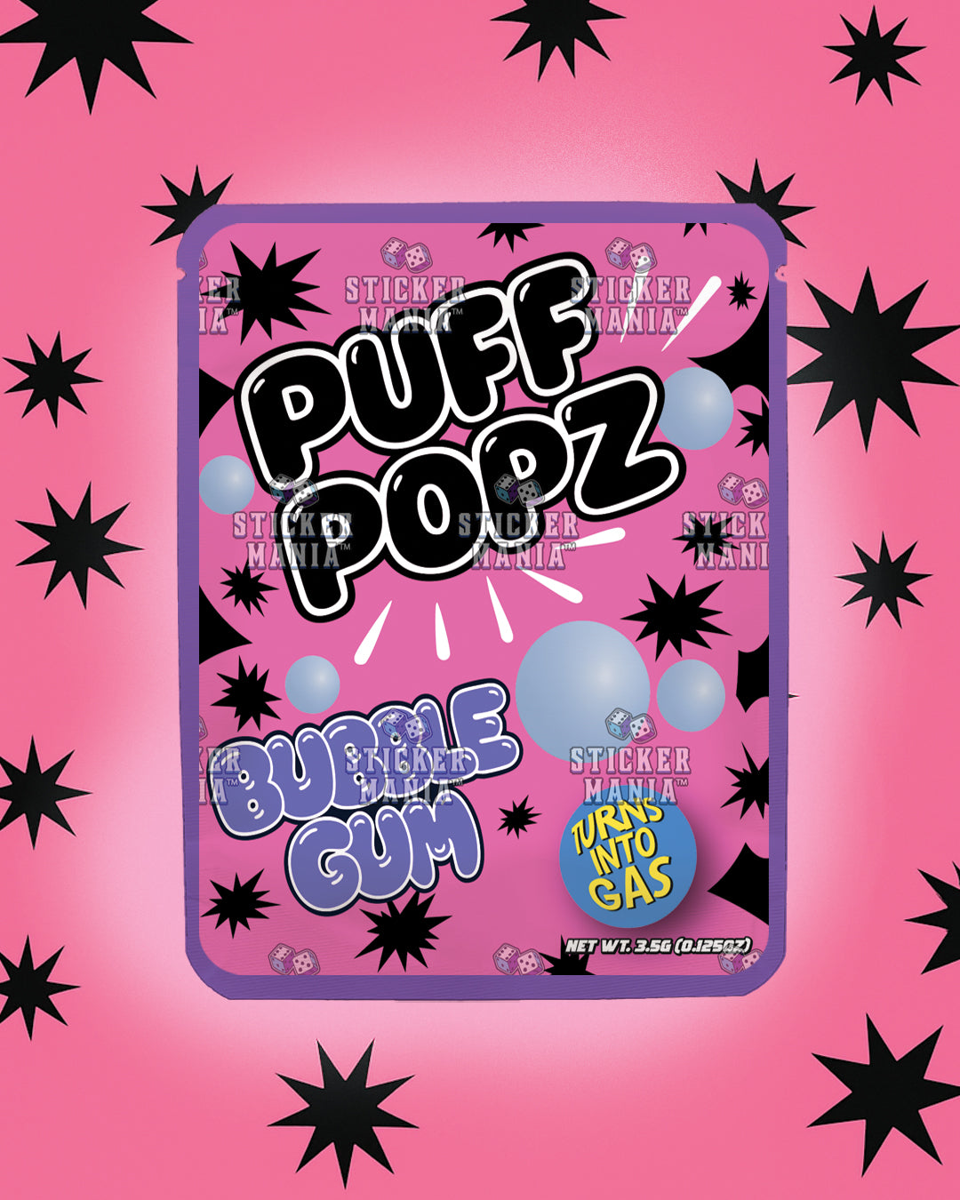 Puff Popz Bubble Gum | Pre-Made Sticker Bag | 3.5g