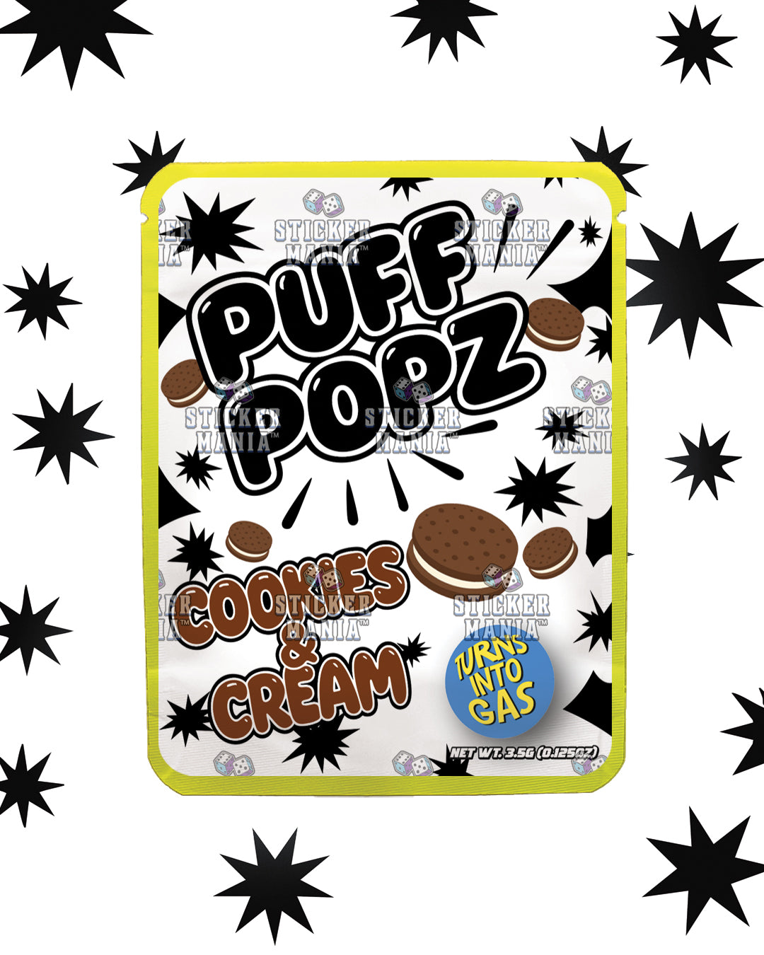 Puff Popz Cookies & Cream | Pre-Made Sticker Bag | 3.5g