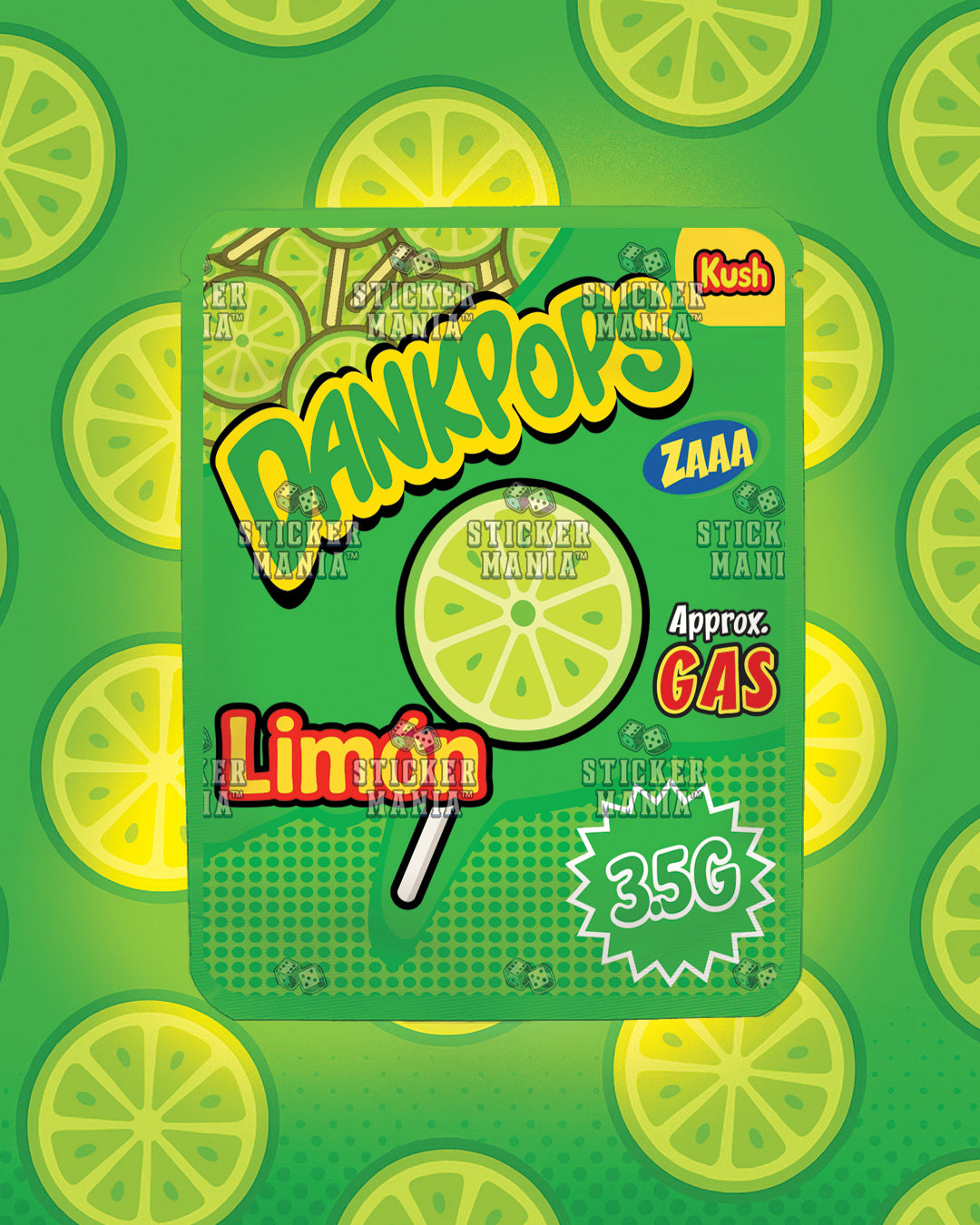 Dank Pops Limon | Pre-Made Sticker Bag | 3.5g