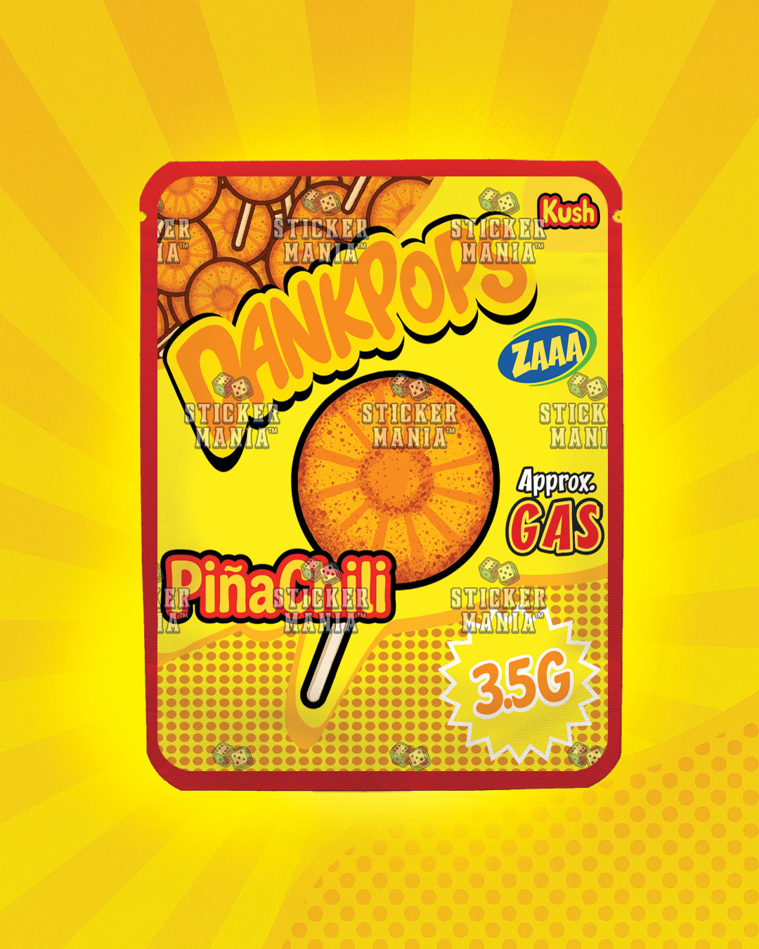 Dank Pops Pina Chili | Pre-Made Sticker Bag | 3.5g