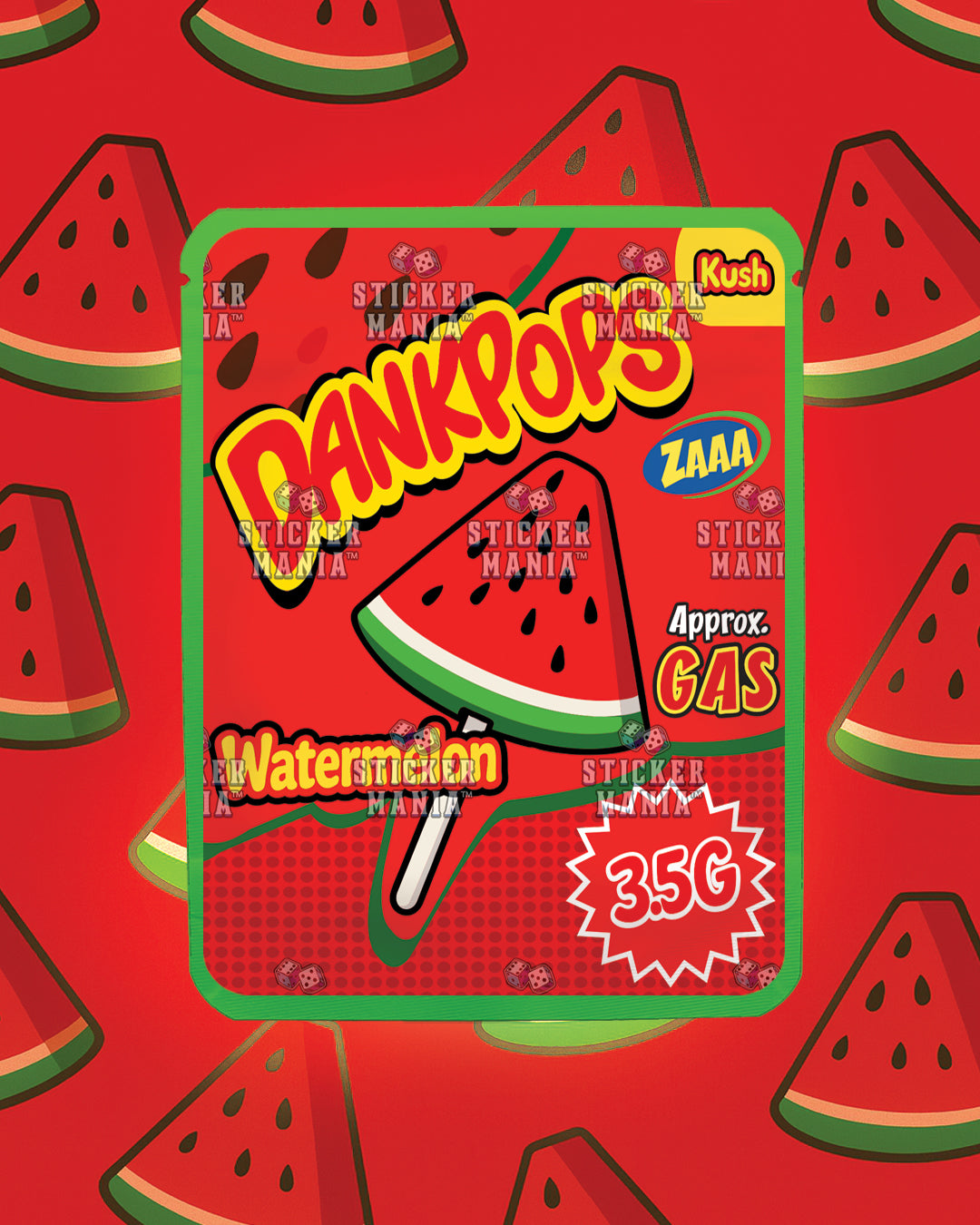 Dank Pops Watermelon | Pre-Made Sticker Bag | 3.5g