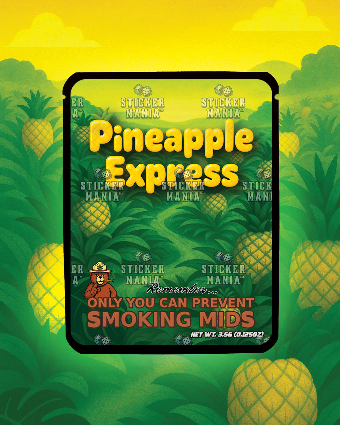 Pineapple Express | Pre-Made Sticker Bag | 3.5g