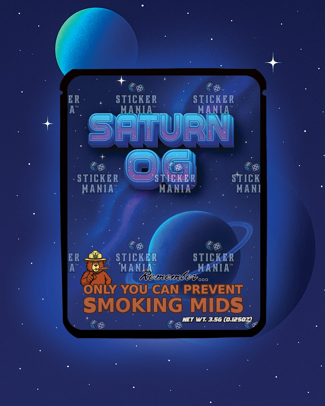 Saturn OG | Pre-Made Sticker Bag | 3.5g