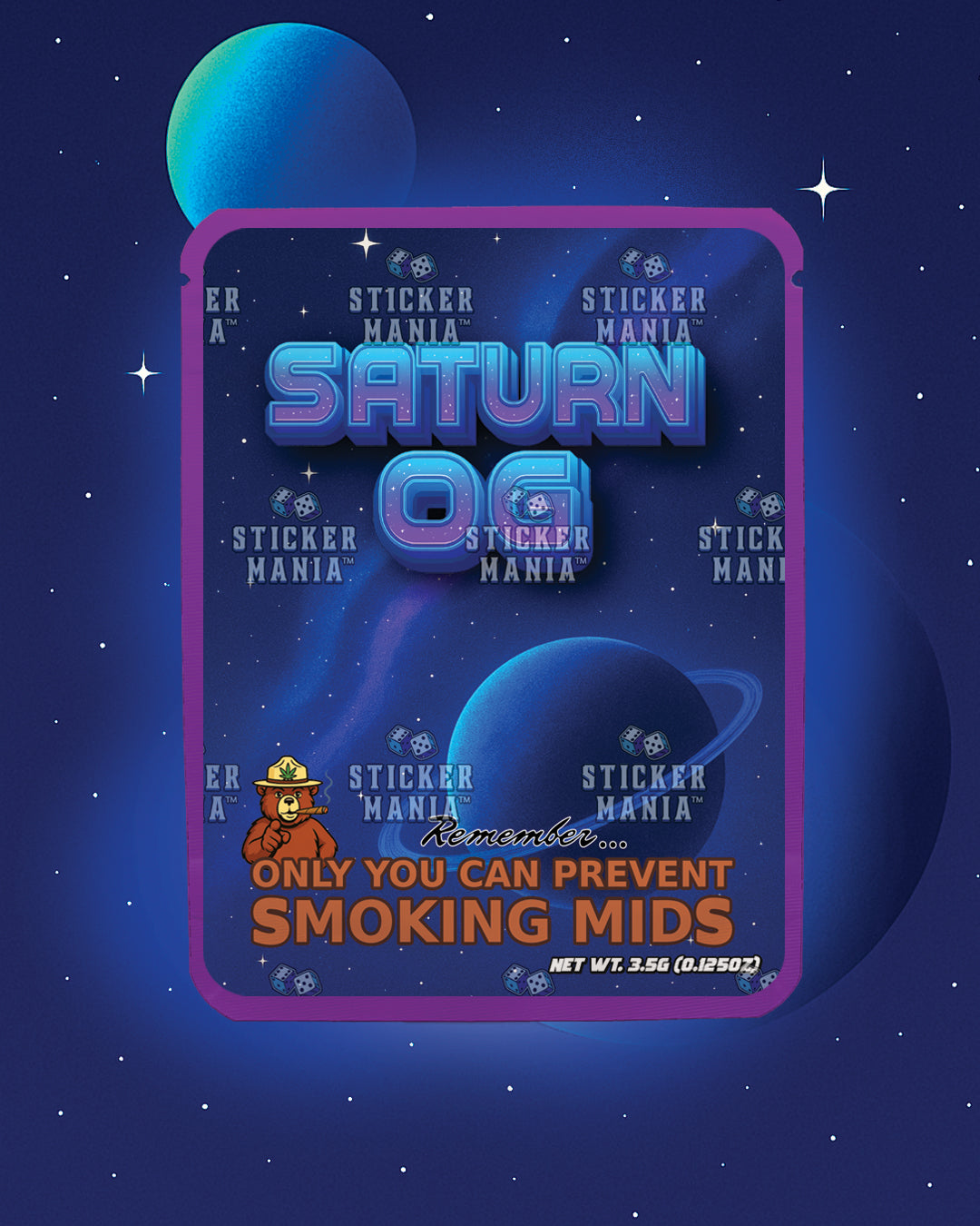 Saturn OG | Pre-Made Sticker Bag | 3.5g