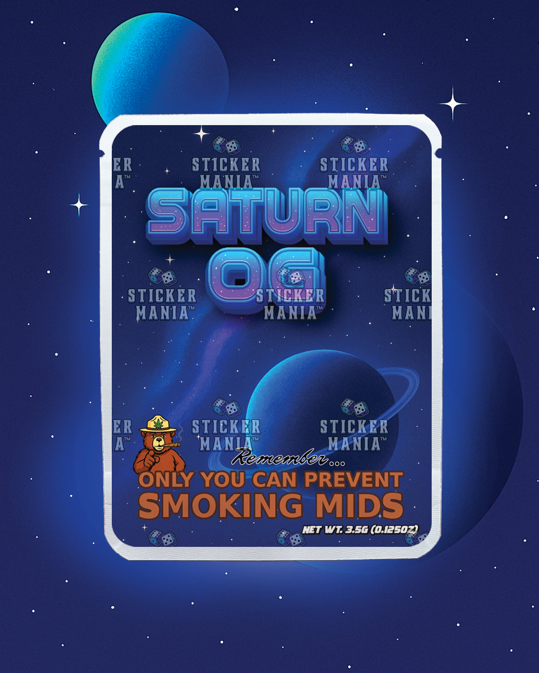 Saturn OG | Pre-Made Sticker Bag | 3.5g