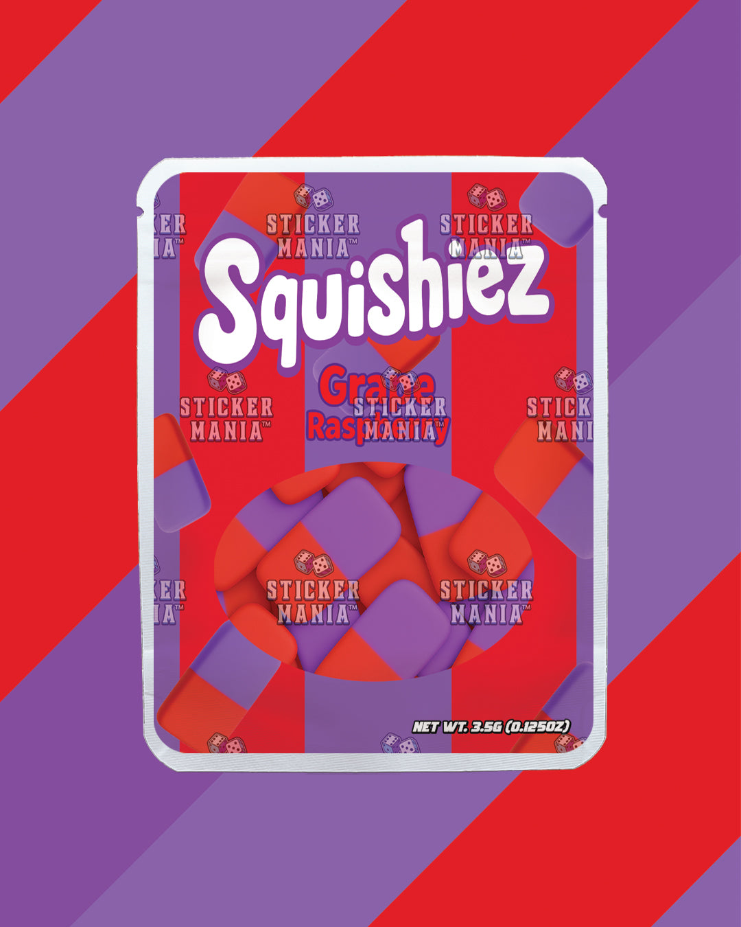 Squishiez Grape Raspberry | Pre-Made Sticker Bag | 3.5g