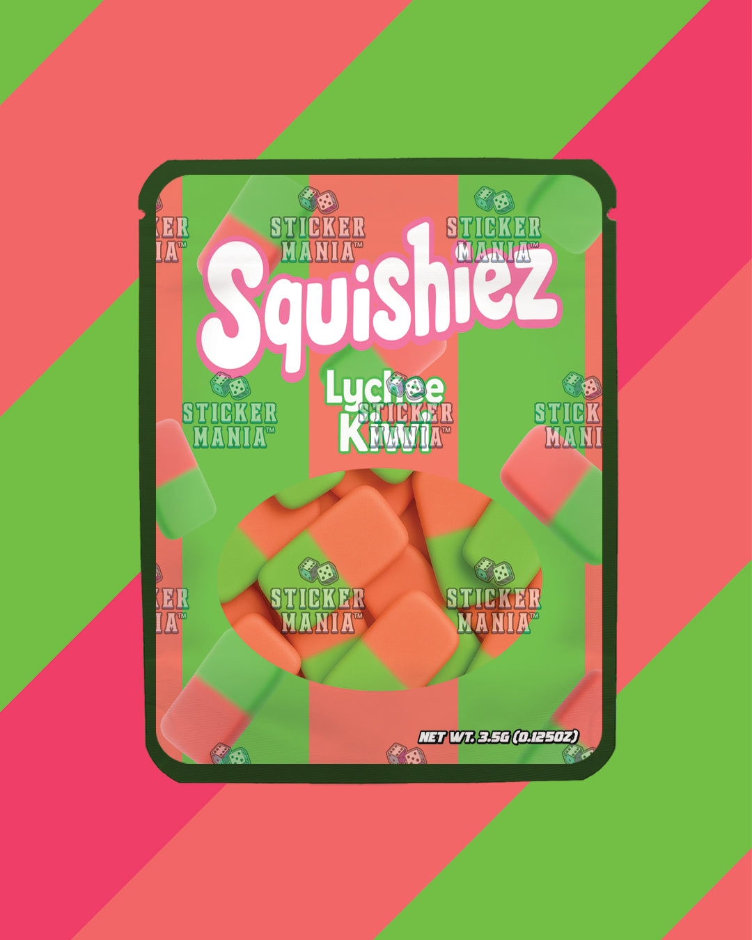 Squishiez Lychee Kiwi | Pre-Made Sticker Bag | 3.5g