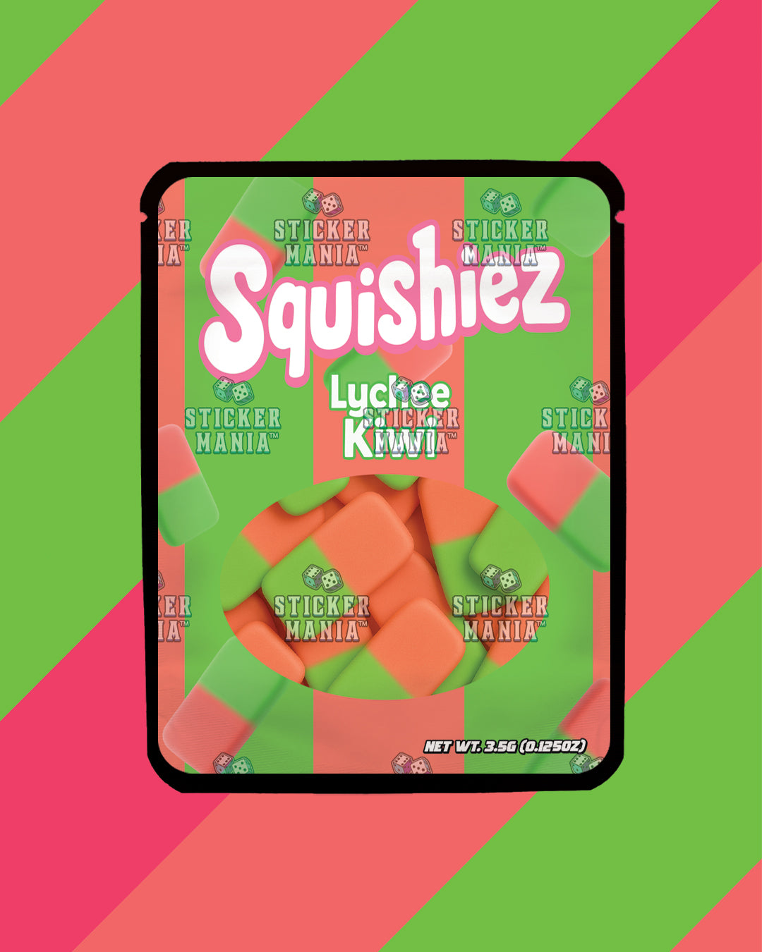 Squishiez Lychee Kiwi | Pre-Made Sticker Bag | 3.5g