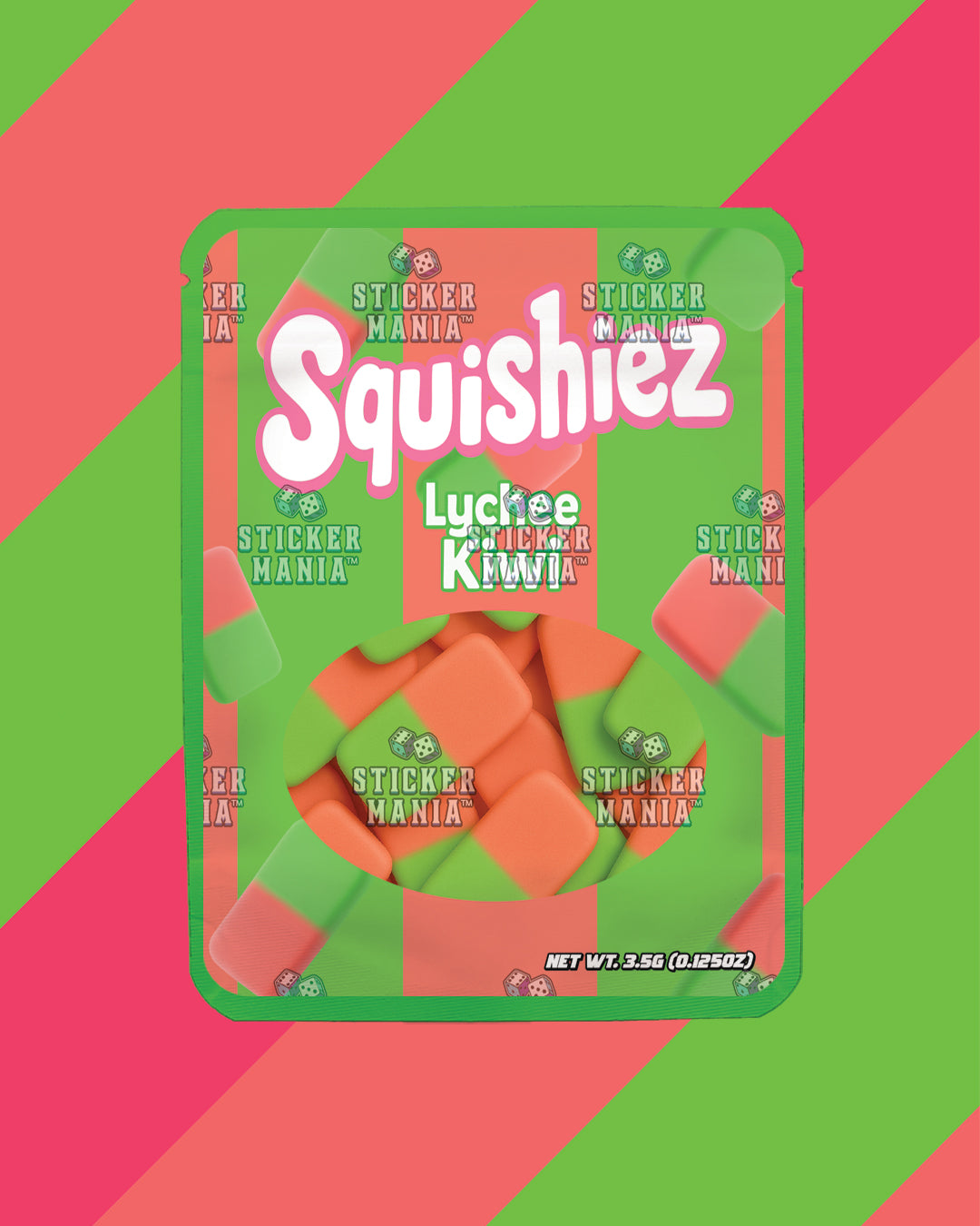 Squishiez Lychee Kiwi | Pre-Made Sticker Bag | 3.5g