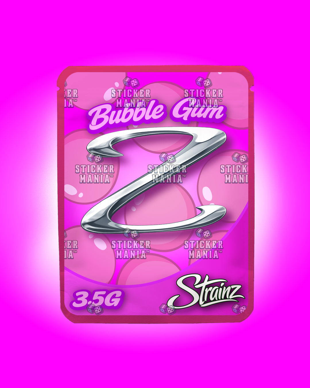 Strainz Bubble Gum | Pre-Made Sticker Bag | 3.5g