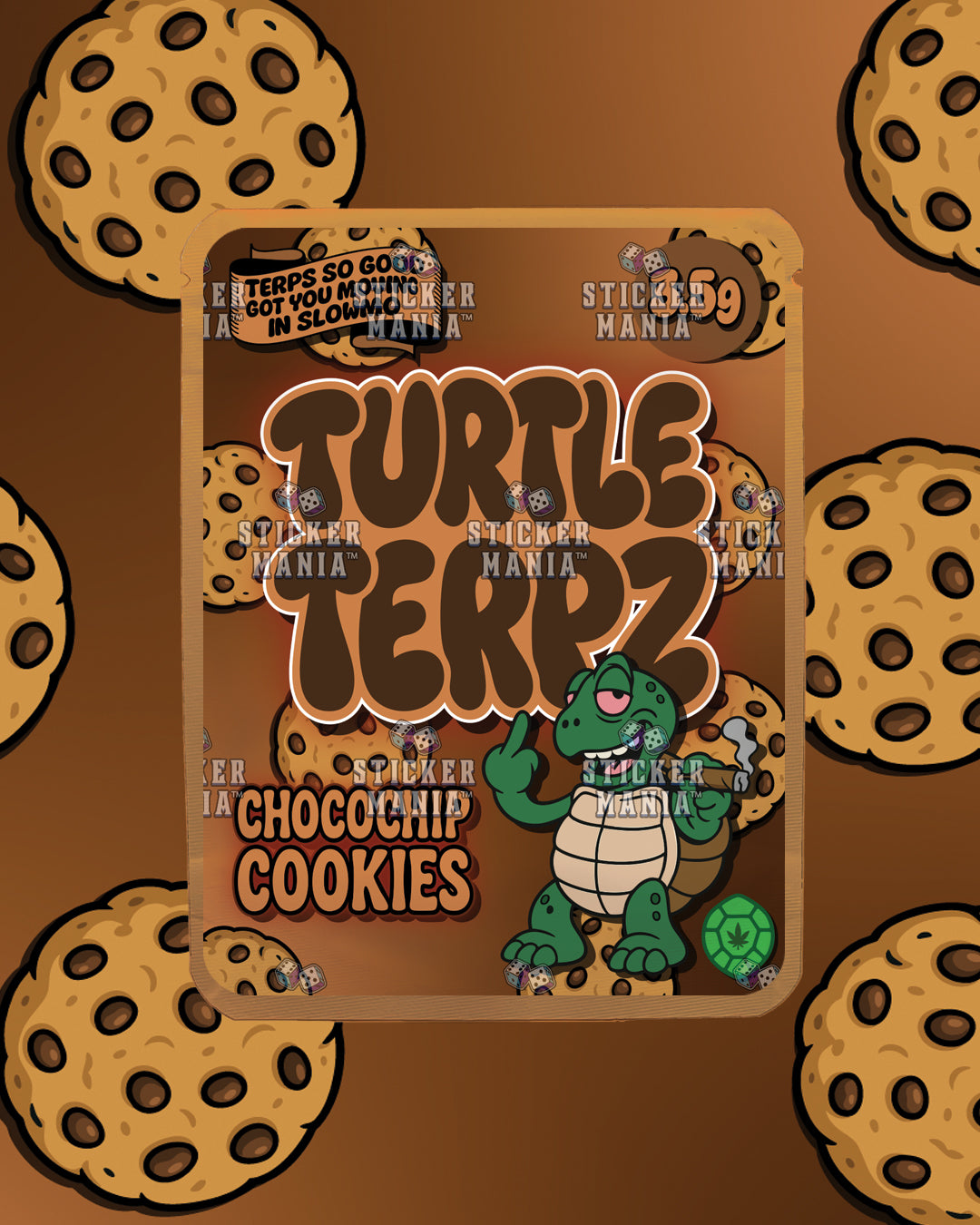 Turtle Terpz Choco Chip Cookie | Pre-Made Sticker Bag | 3.5g