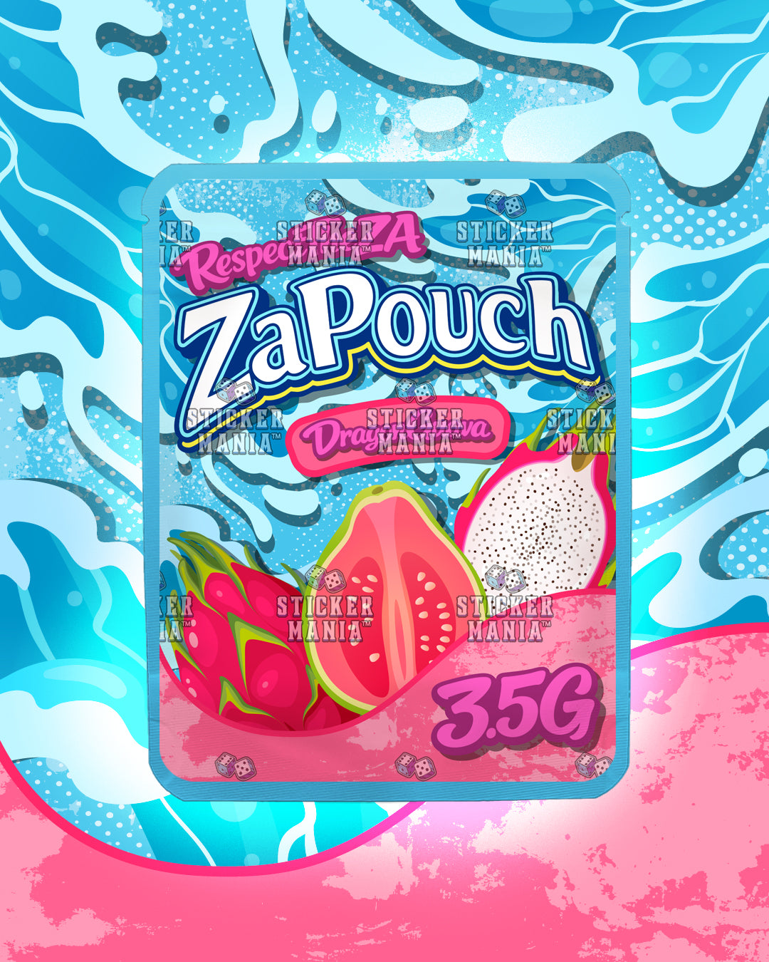 Za Pouch Dragon Guava | Pre-Made Sticker Bag | 3.5g