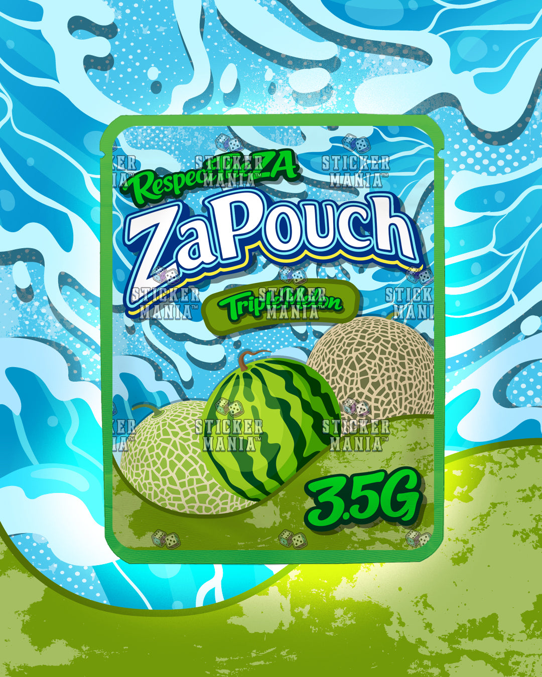Za Pouch Triple Melon | Pre-Made Sticker Bag | 3.5g