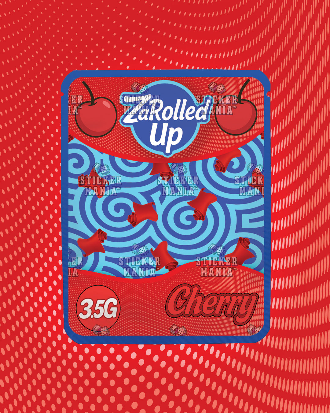 Za Rolled Up Cherry | Pre-Made Sticker Bag | 3.5g