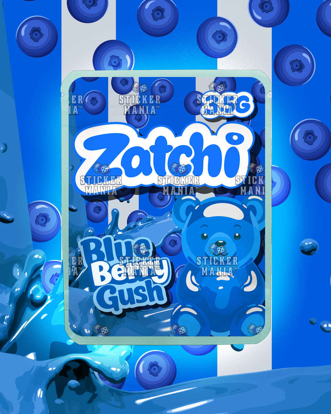 Zatchi Blueberry Gush | Pre-Made Sticker Bag | 3.5g