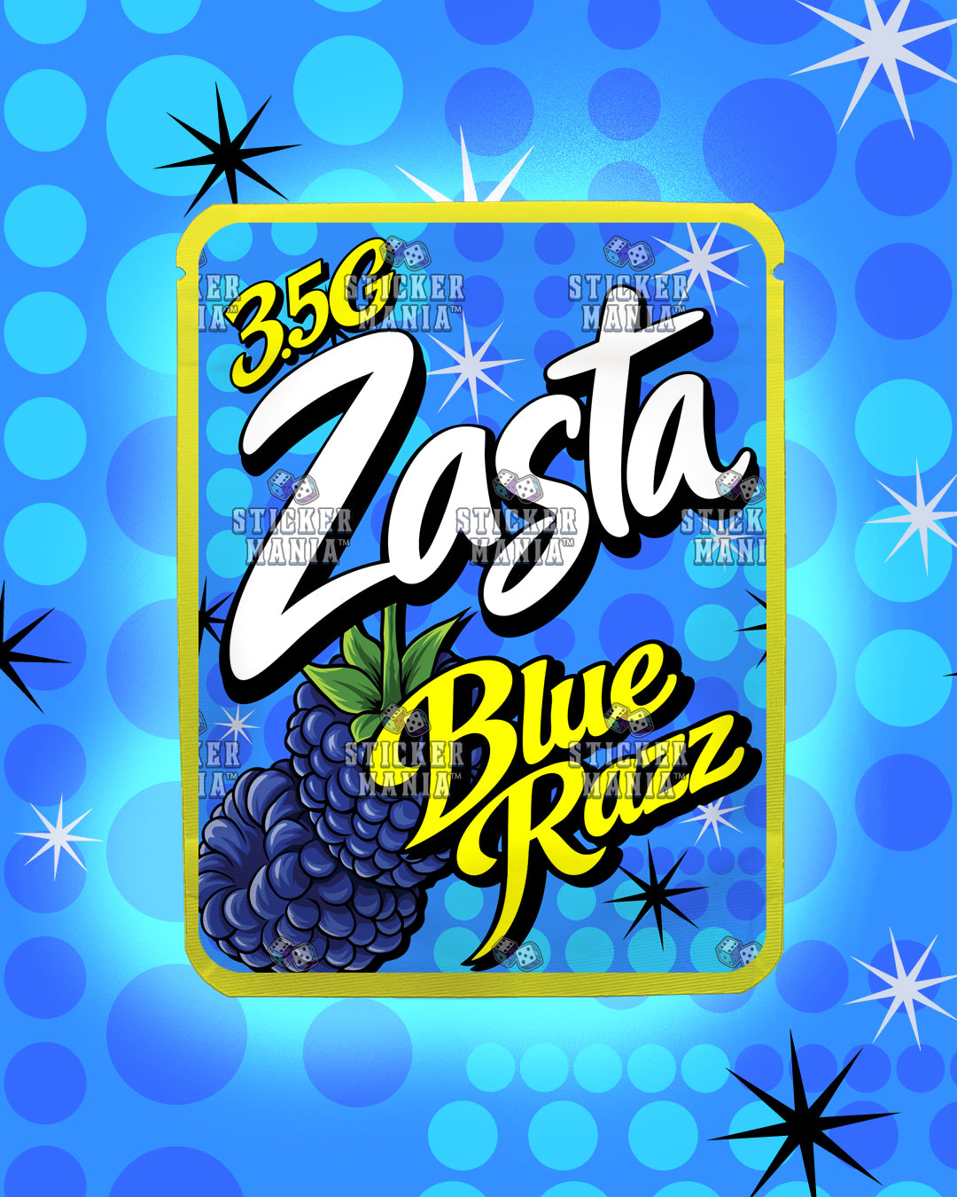 Zasta Blue Razz | Pre-Made Sticker Bag | 3.5g