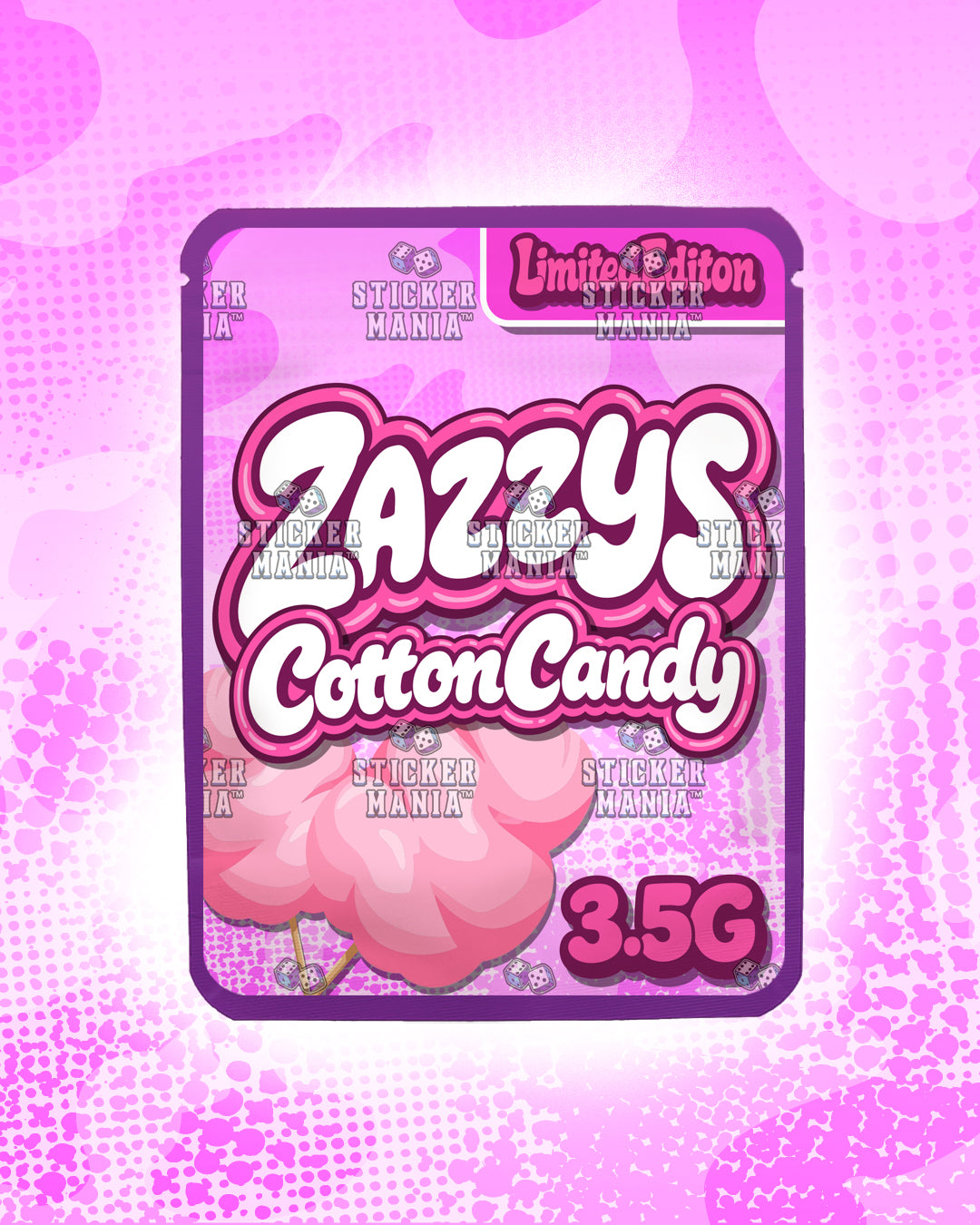 Zazzys Cotton Candy | Pre-Made Sticker Bag | 3.5g