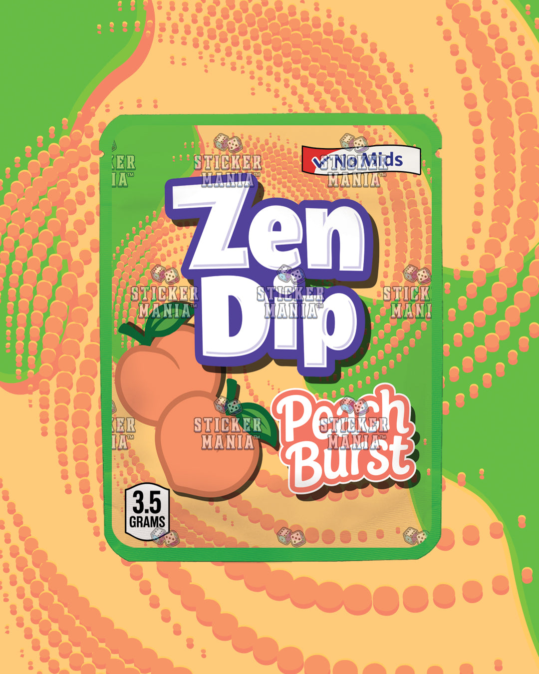 Zen Dip Peach Burst | Pre-Made Sticker Bag | 3.5g