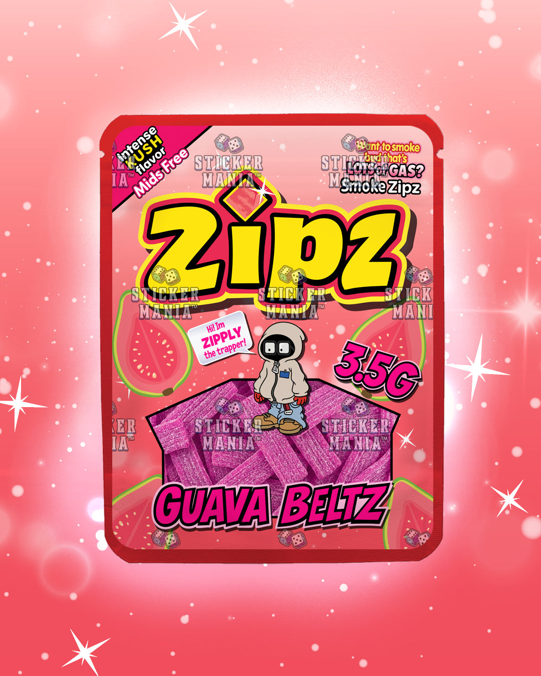 Zipz Guava Beltz | Pre-Made Sticker Bag | 3.5g