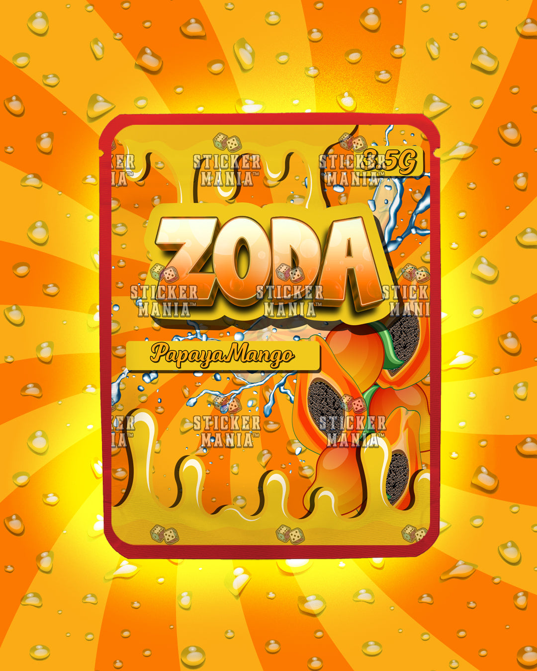 Zoda Papaya Mango | Pre-Made Sticker Bag | 3.5g