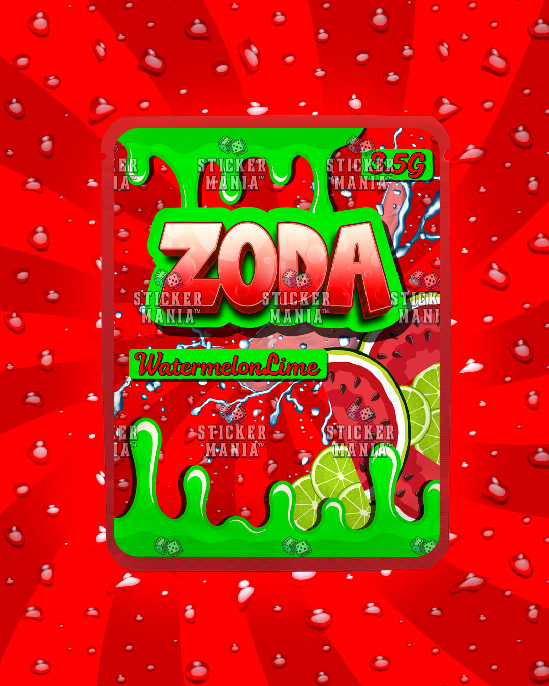 Zoda Watermelon Lime | Pre-Made Sticker Bag | 3.5g