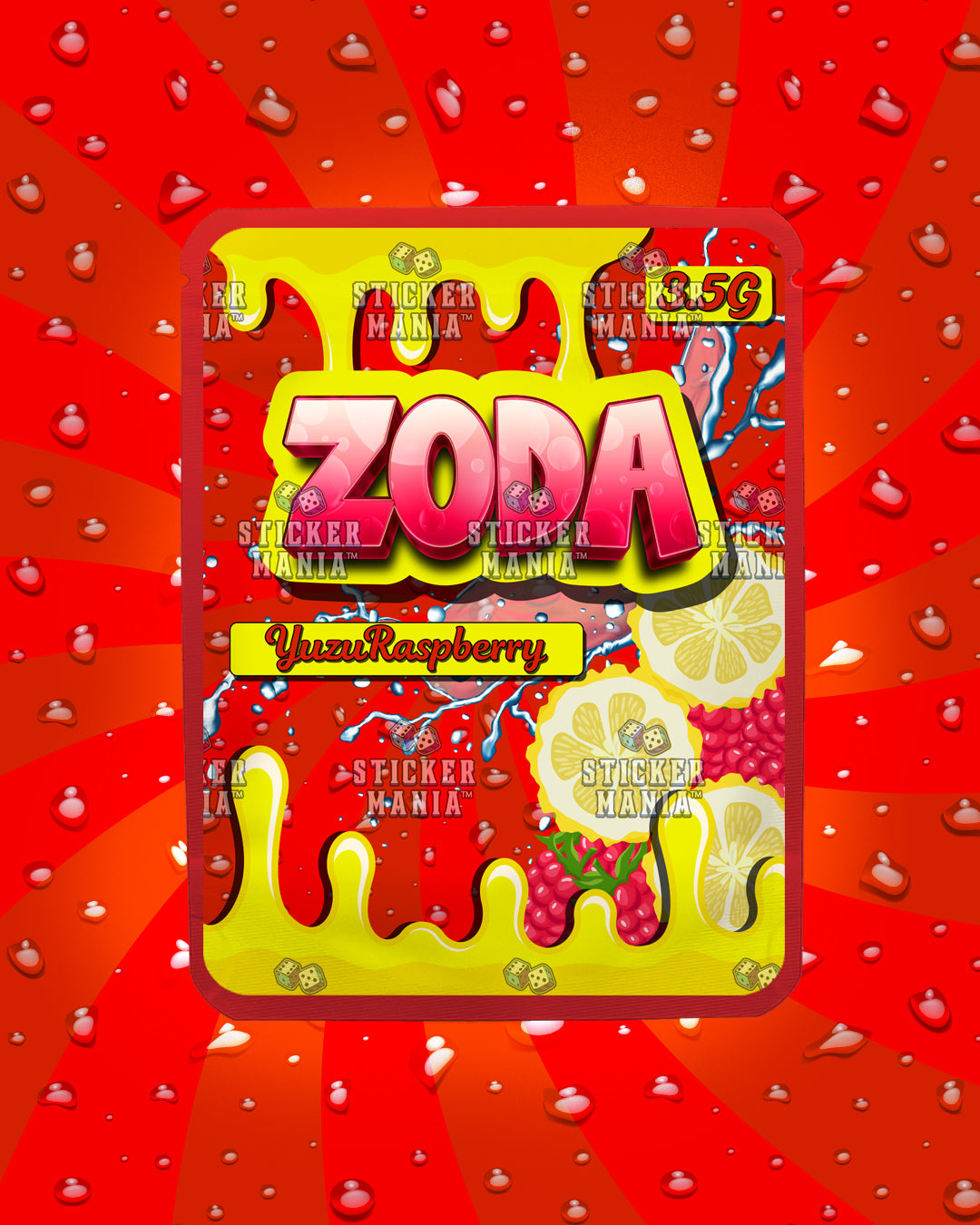 Zoda Yuzu Raspberry | Pre-Made Sticker Bag | 3.5g