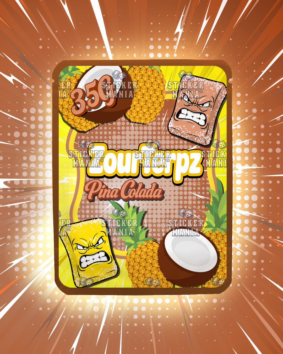 Zour Terpz Pina Colada | Pre-Made Sticker Bag | 3.5g