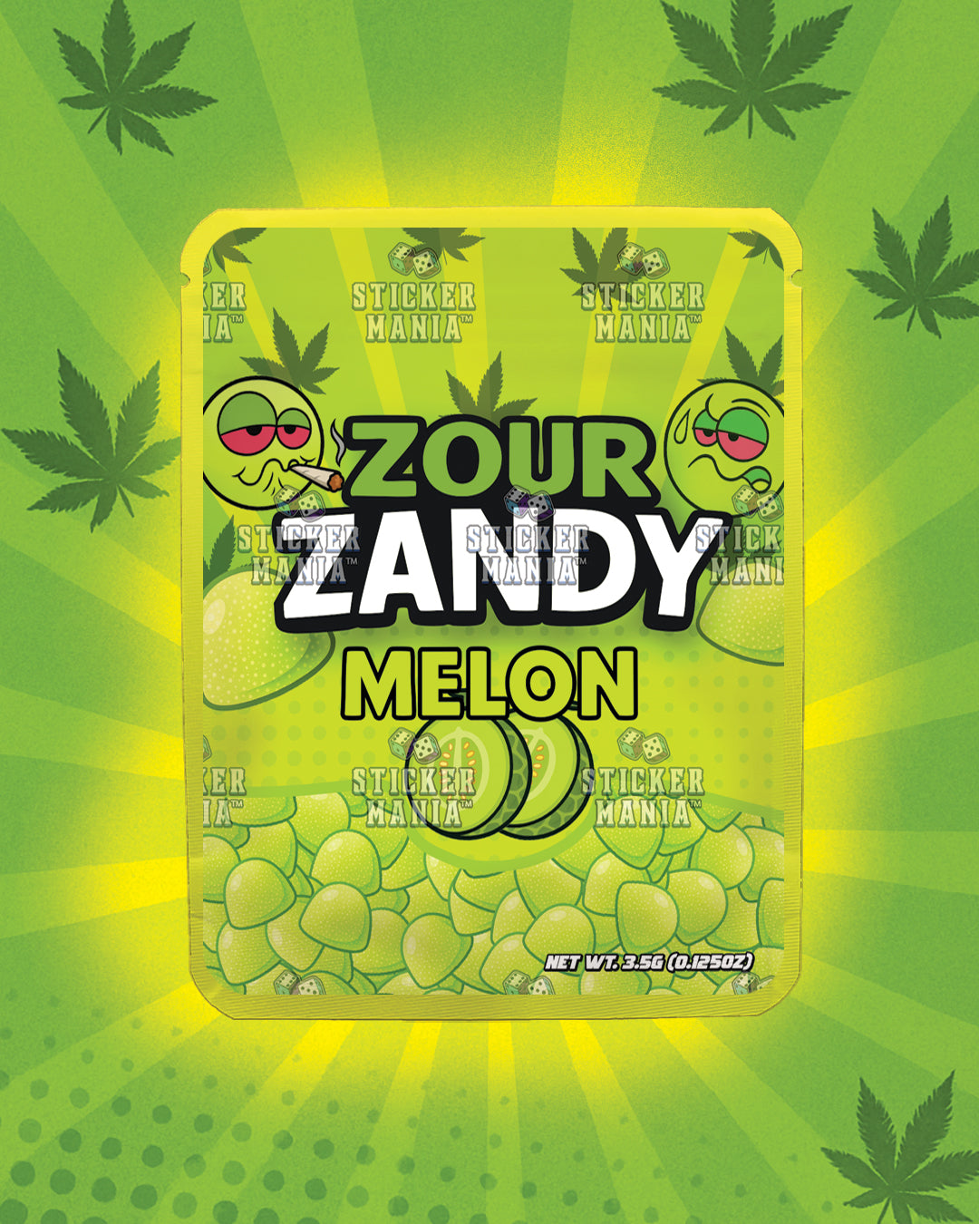 Zour Zandy Melon | Pre-Made Sticker Bag | 3.5g