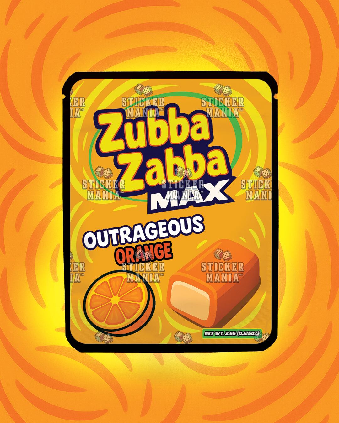 Zubba Zabba Max Outrageous Orange | Pre-Made Sticker Bag | 3.5g
