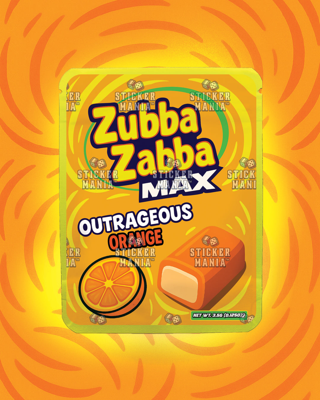 Zubba Zabba Max Outrageous Orange | Pre-Made Sticker Bag | 3.5g