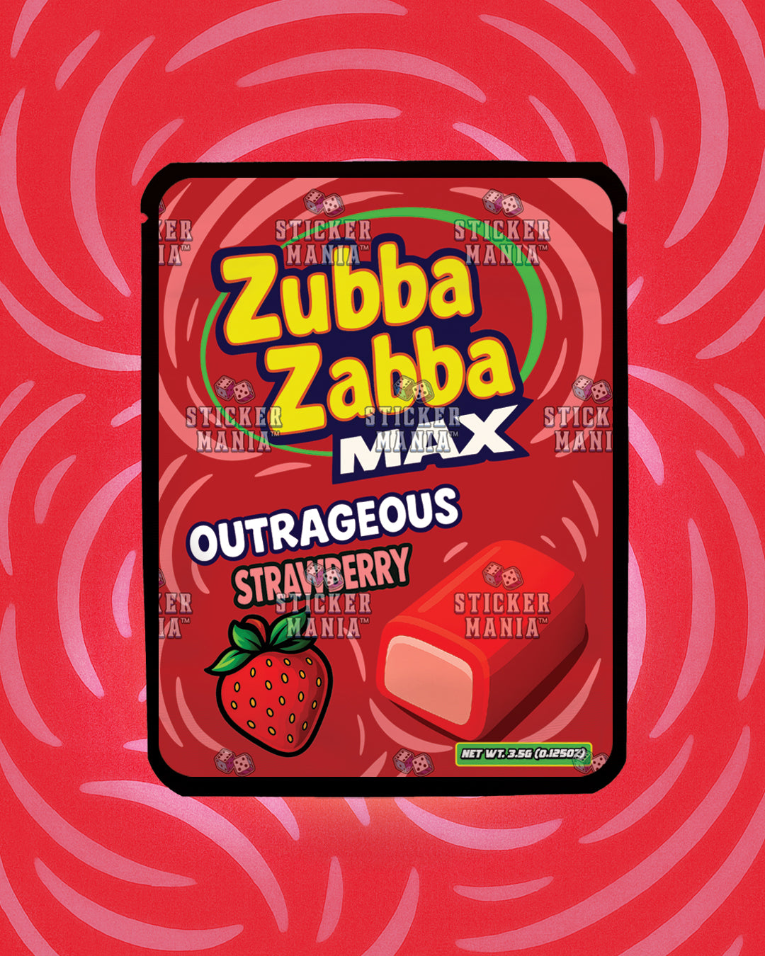 Zubba Zabba Max Outrageous Strawberry | Pre-Made Sticker Bag | 3.5g