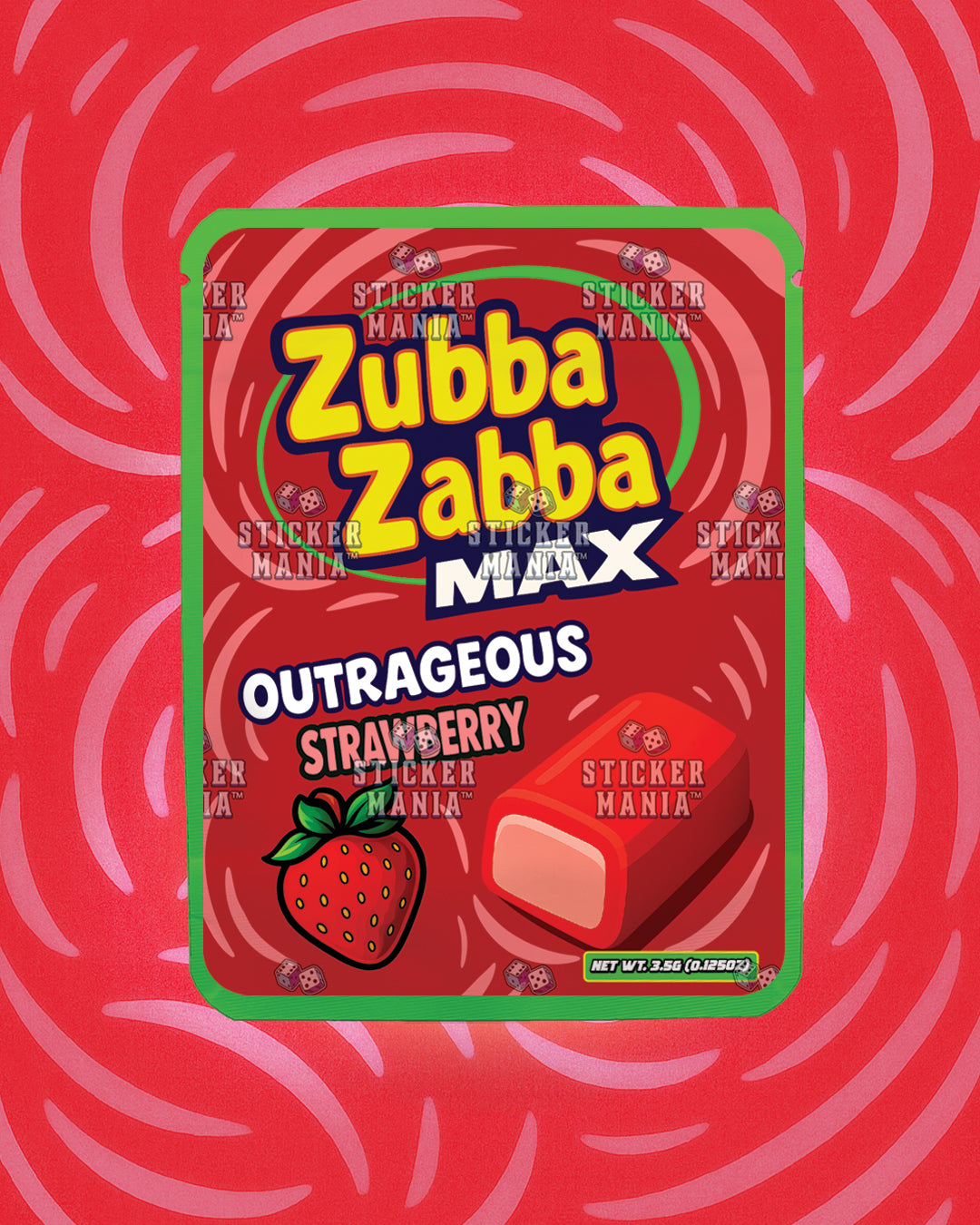 Zubba Zabba Max Outrageous Strawberry | Pre-Made Sticker Bag | 3.5g