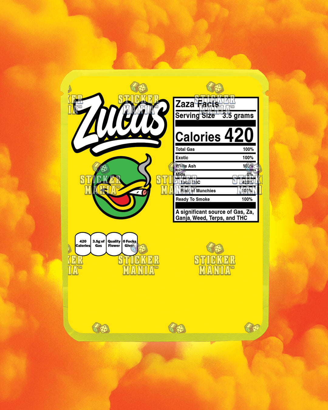Zucas Pineapple | Pre-Made Sticker Bag | 3.5g