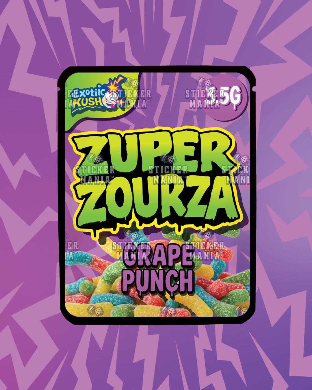 Zuper ZourZa Grape Punch | Pre-Made Sticker Bag | 3.5g