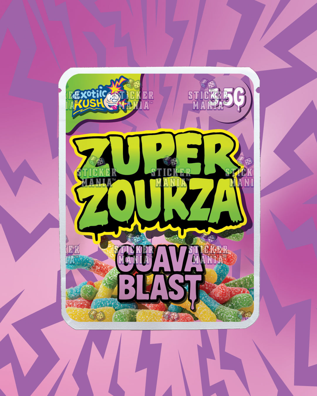 Zuper ZourZa Guava Blast | Pre-Made Sticker Bag | 3.5g